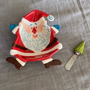 HO HO HO SANTA ceramic Dip Bowl & Spreader Set